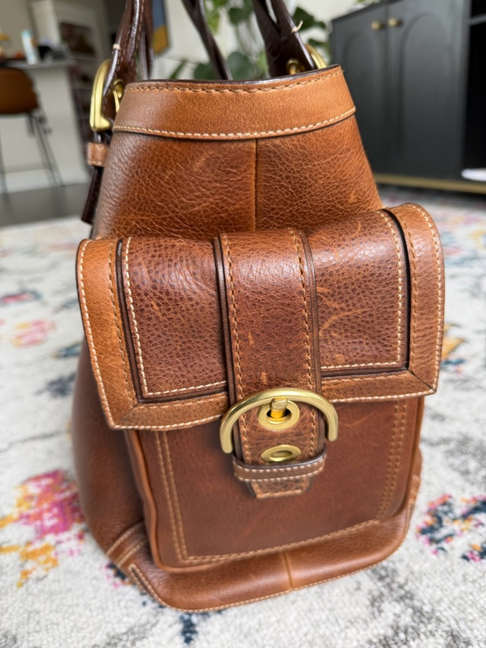 2006 Coach Mia SoHo Tote Whiskey Braided Straps Leather Vintage Y2K Satchel - Picture 5 of 12